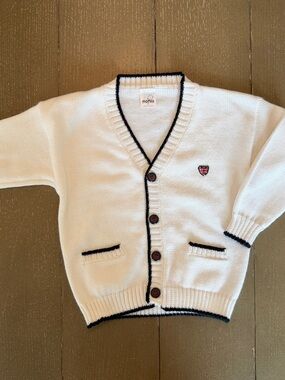 Monis Toddler Boys’ Embroidered British Flag Collegiate Prep Cardigan • Size 4